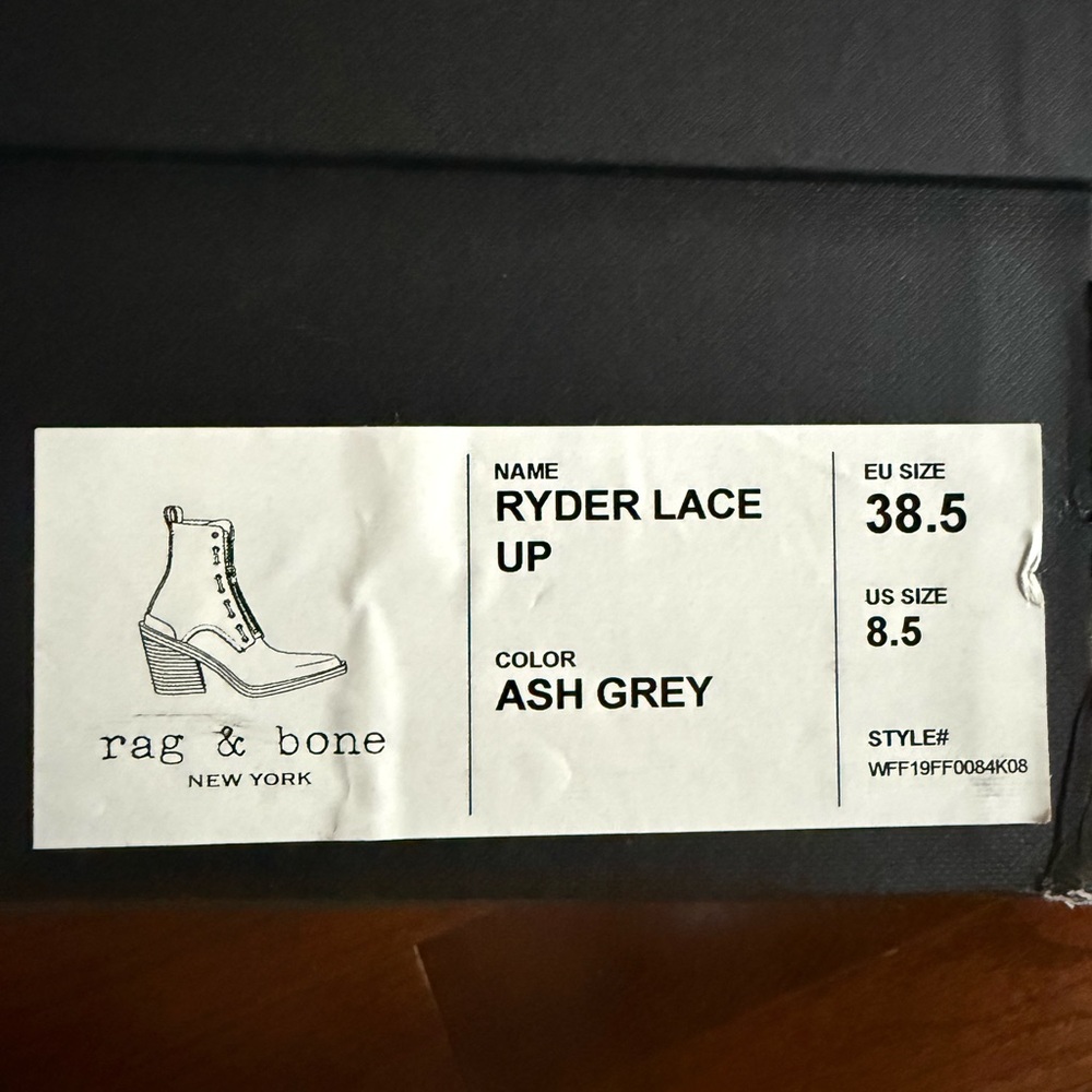 rag & bone Ryder lace up in ash grey 8.5 - Picture 9 of 10